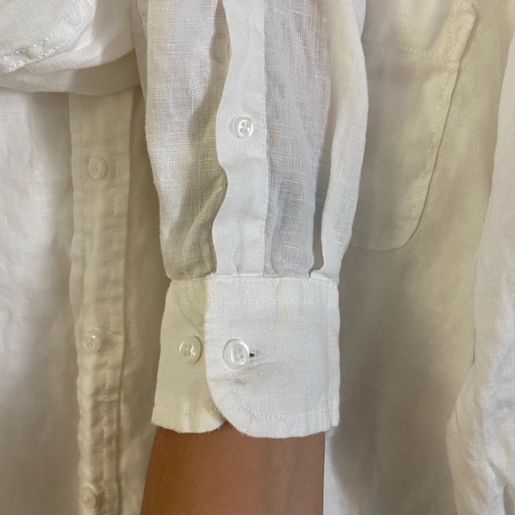 White Linen Long-Sleeve Button-Up Shirt - Picture 6 of 11